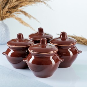 Горшки для запекания Борисовская керамика «Классика», 500 мл, набор 4 шт., коричневые