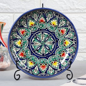 Ляган узбекский Риштанская керамика «Узоры», d=25 см