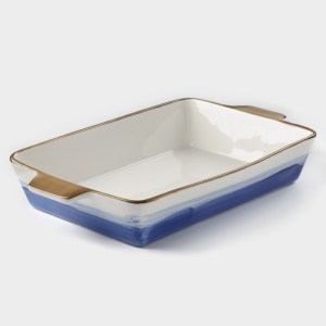 Форма для запекания из фарфора прямоугольная Доляна «Космос», 2100 мл, 34×20.5×5.5 см, цвет синий